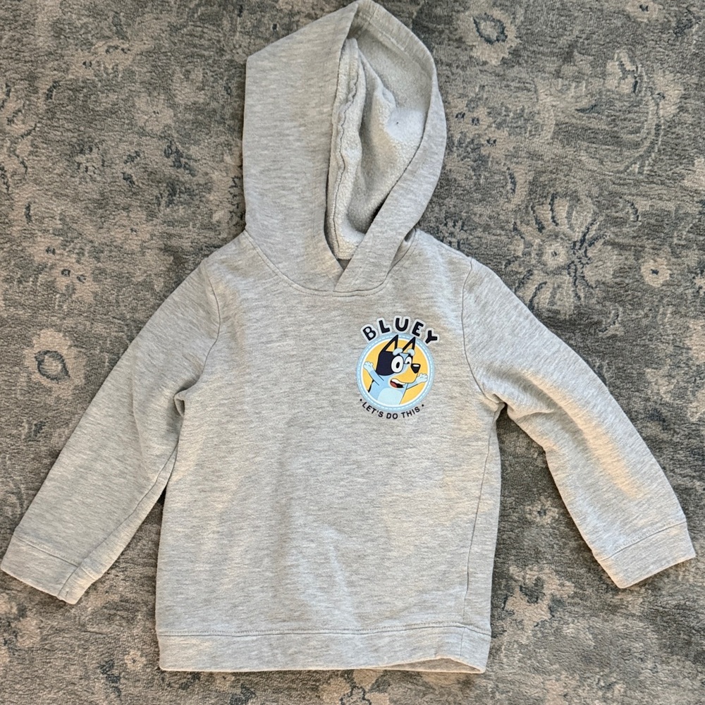 Kids Gray Bluey Hooded Sweatshirt with Character Badge